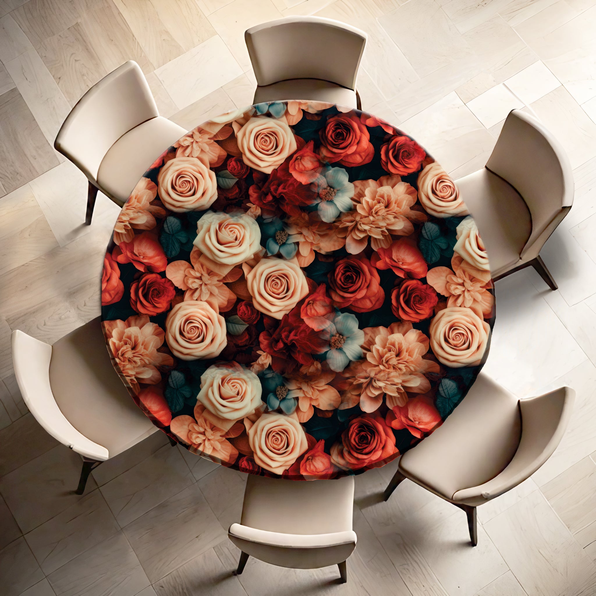 Summer Roses Round Tablecloth – Print with Passion Decor