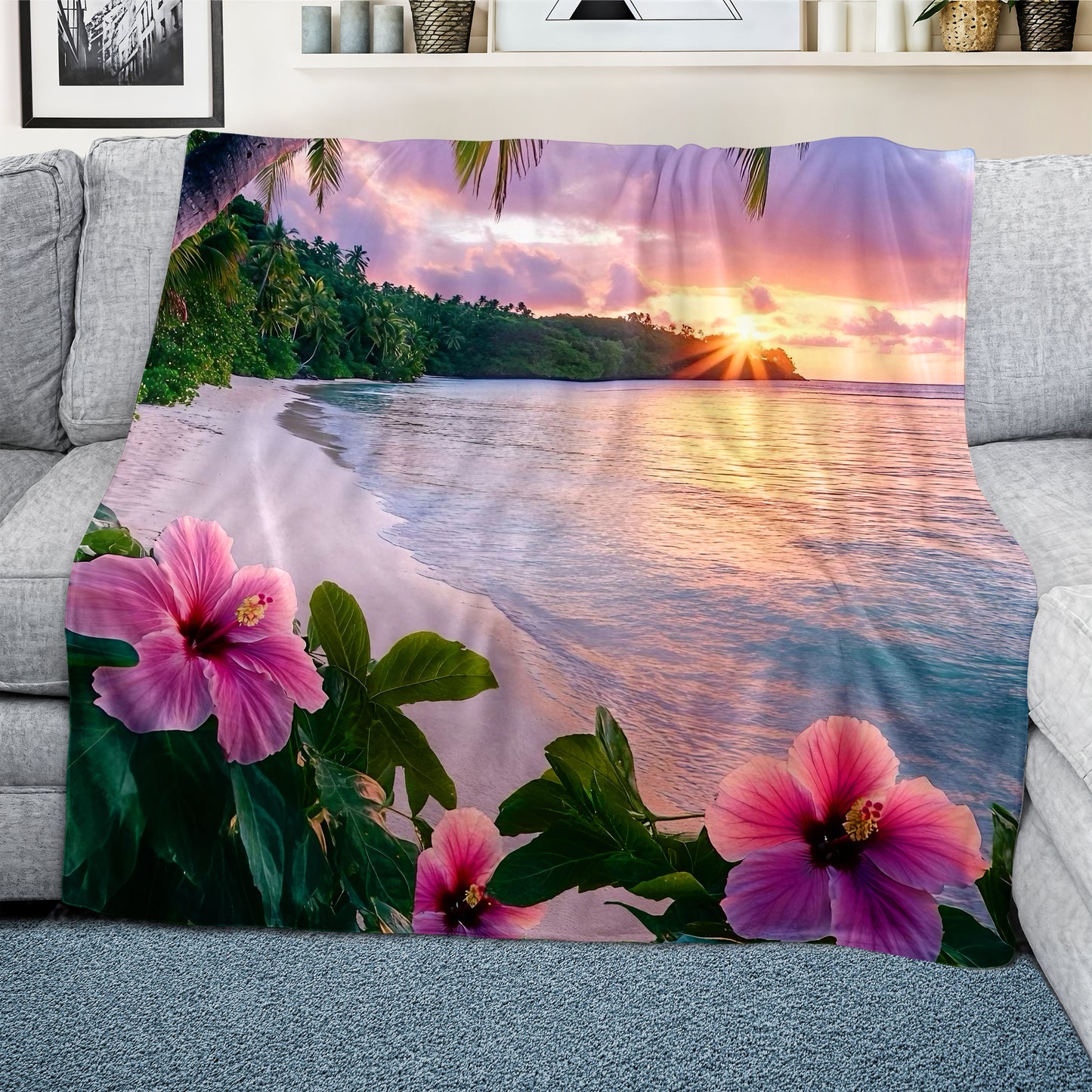 Sun and Sea Light Weight Fleece Blanket