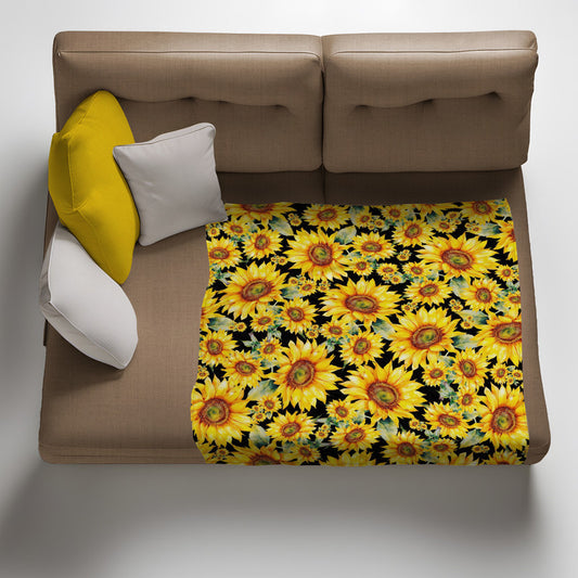 Sunflower Bushes Light Weight Fleece Blanket  By Mark Van Vuuren