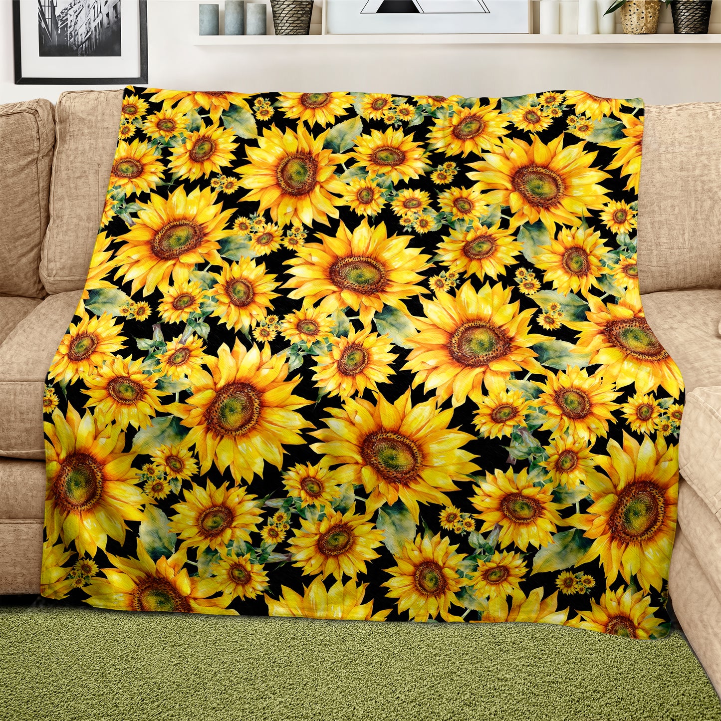 Sunflower Bushes Light Weight Fleece Blanket  By Mark Van Vuuren