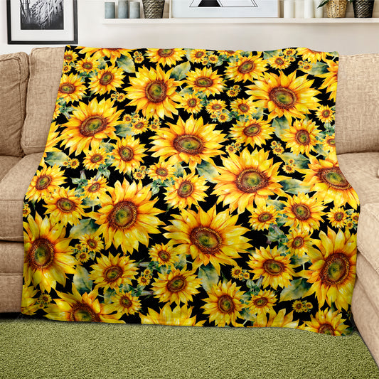 Sunflower Bushes Light Weight Fleece Blanket  By Mark Van Vuuren