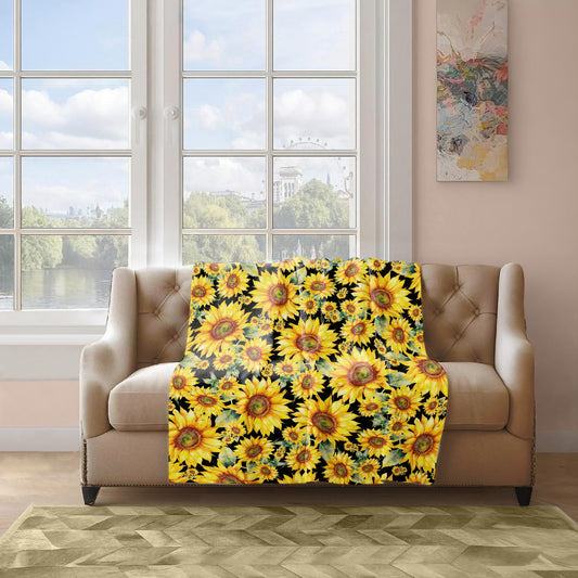 Sunflower Bushes Light Weight Fleece Blanket  By Mark Van Vuuren