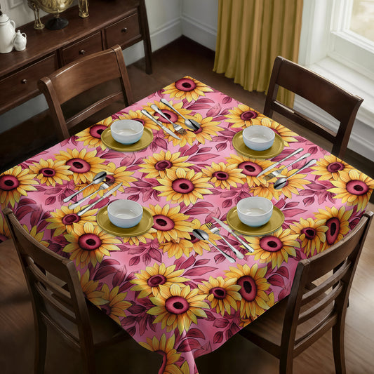 Sunflowers on Burgendy Square Tablecloth