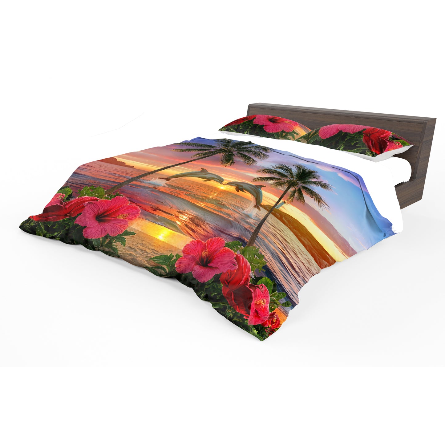 Sunlit Dolphin Splash Duvet Cover Set