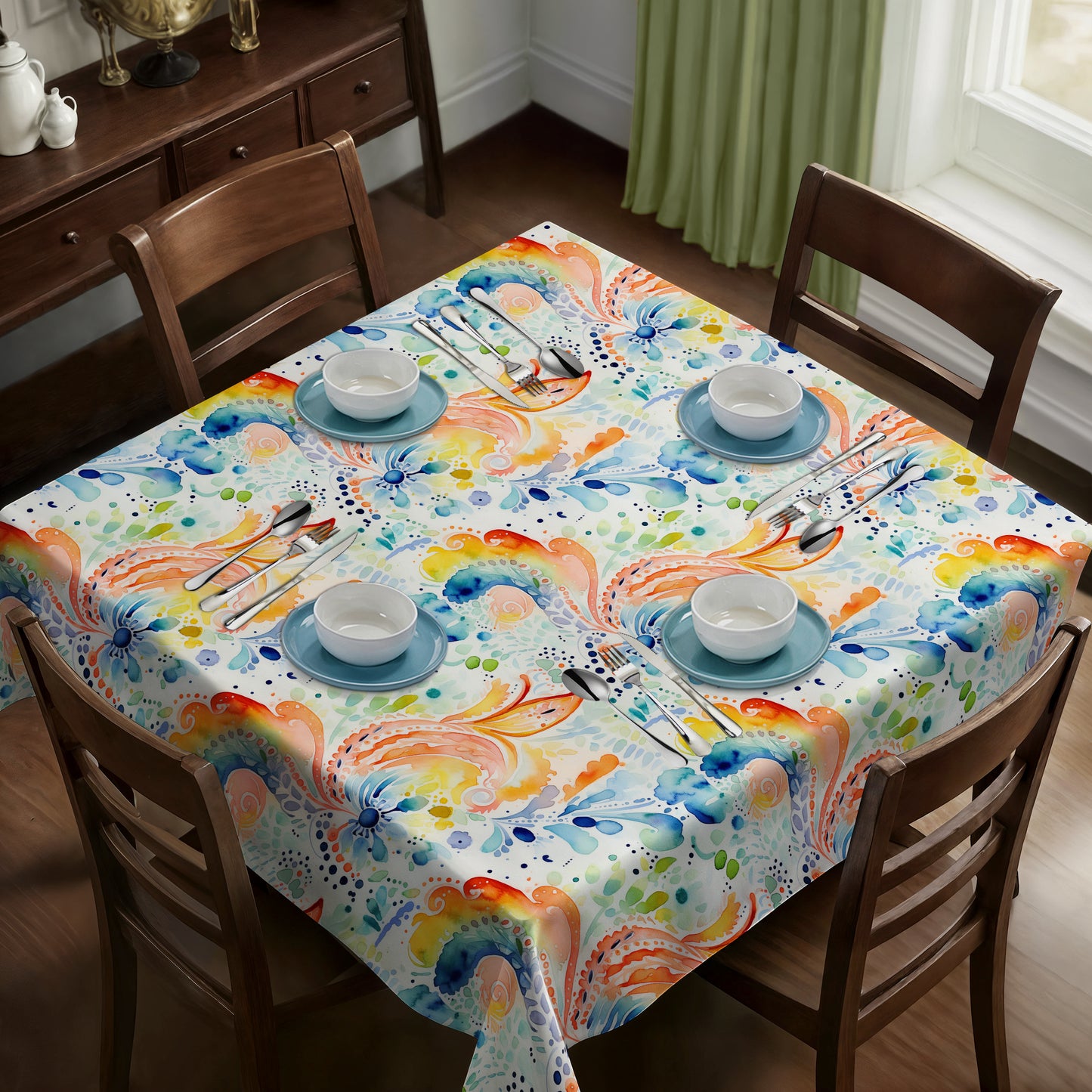 Sunny Leaves Square Tablecloth