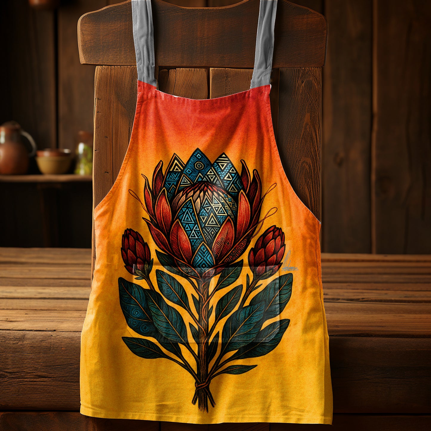 Sunrise Protea Embrace Apron by Nathan Pieterse