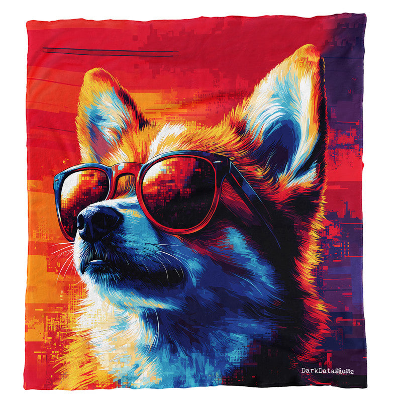 Sunset Shiba Light Weight Fleece Blanket by Wikus Schalkwyk
