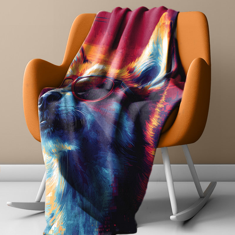 Sunset Shiba Light Weight Fleece Blanket by Wikus Schalkwyk