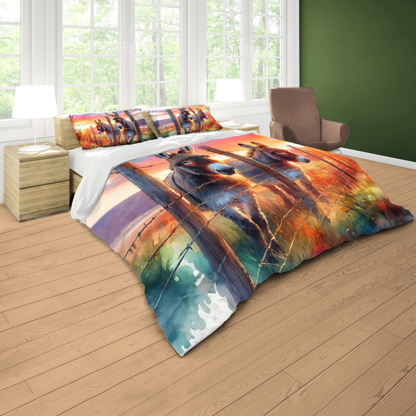 Sunset Donkeys Duvet Cover Set