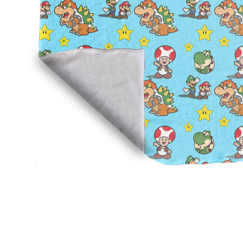 Super Mario And Friends Blue Minky Blanket