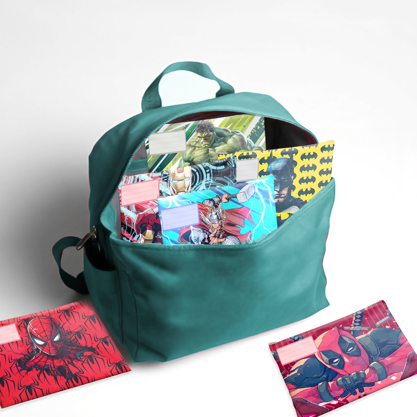 Superhero All-Stars Subject Savvy Book Bags Set of 6