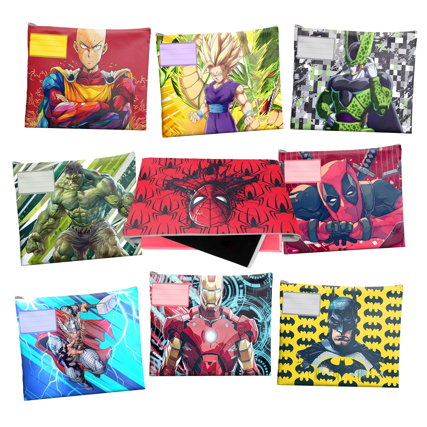 Superhero All-Stars Subject Savvy Book Bags Set of 9