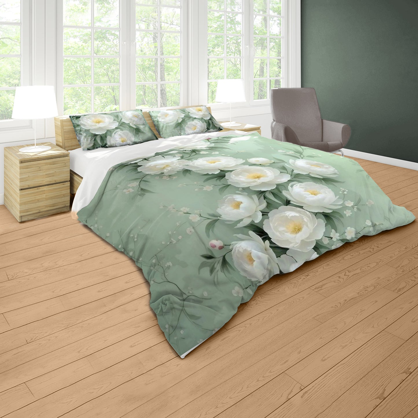 Superior White Rose Duvet Cover Set