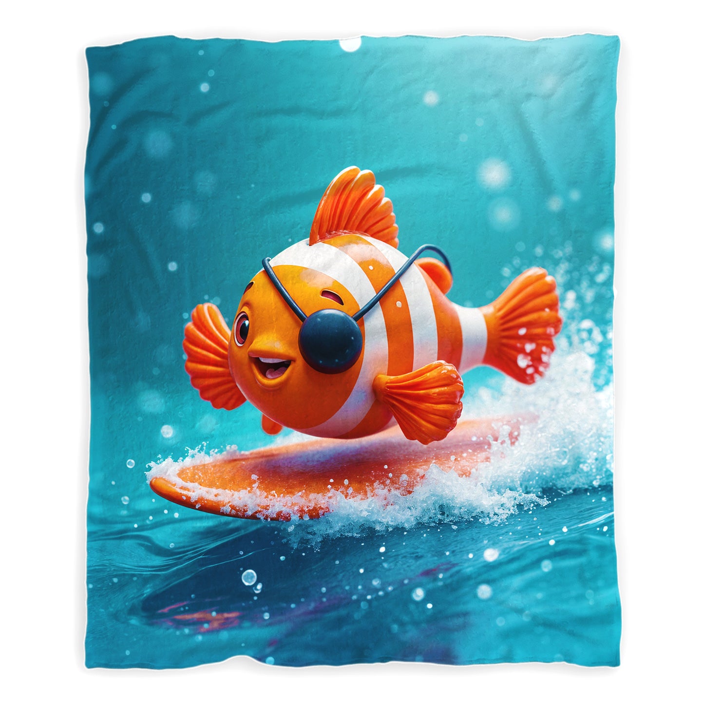 Surfing Clownfish Minky Blanket