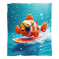 Surfing Clownfish Baby Fleece Blanket