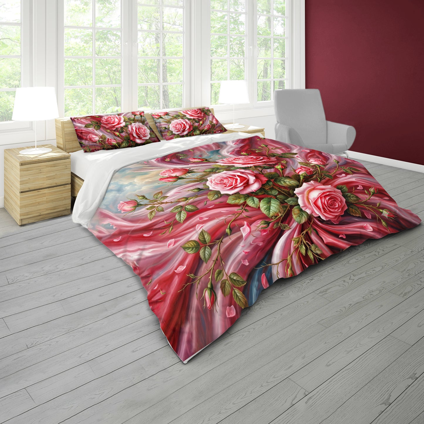 Swirling Rose Duvet Cover Set