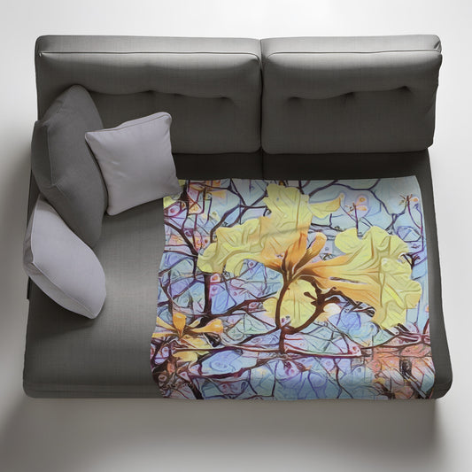 Tabebuia Soft Light Weight Fleece Blanket by Jinge for Fifo