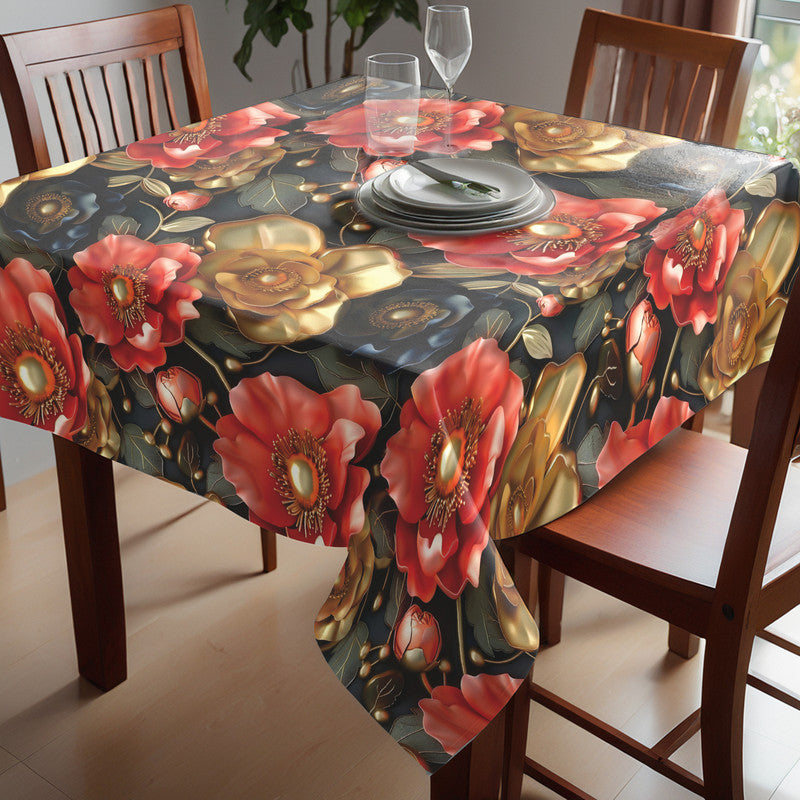 Tangerine on Black Square Tablecloth