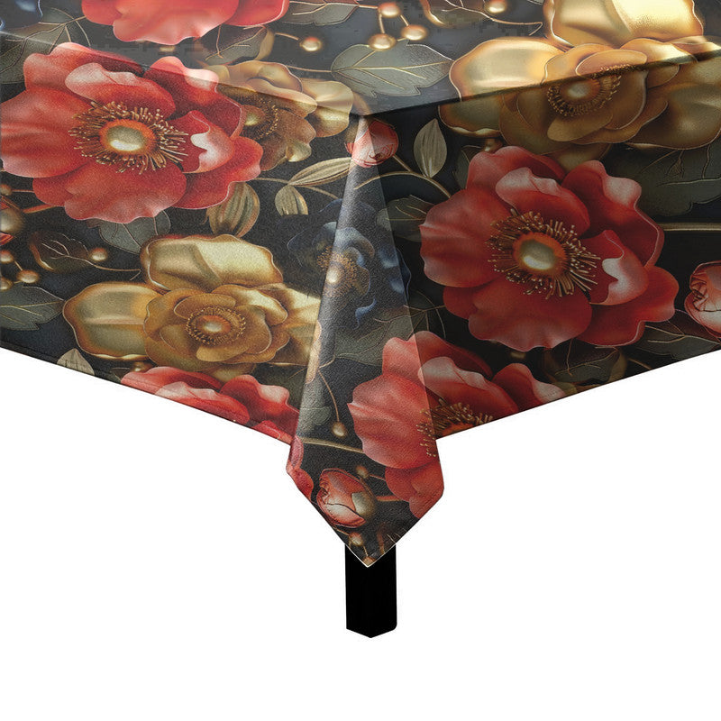 Tangerine on Black Square Tablecloth