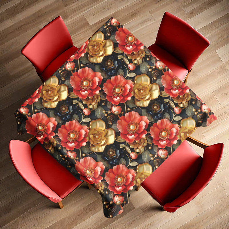 Tangerine on Black Square Tablecloth