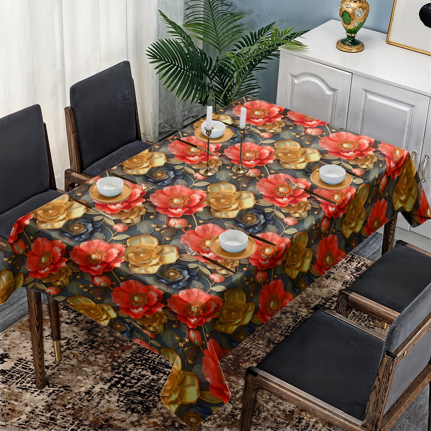 Tangerine and Gold Rectangle Tablecloth