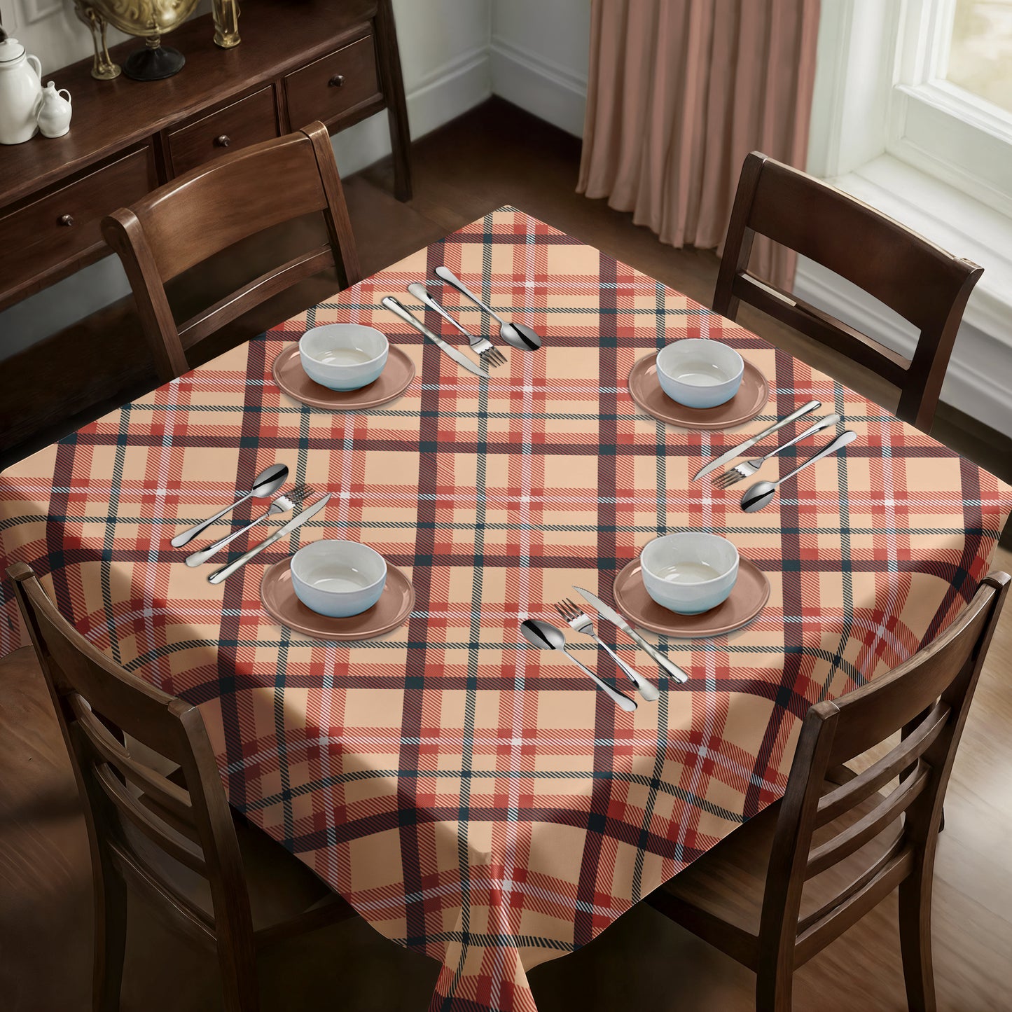 Tartan Beige Square Tablecloth