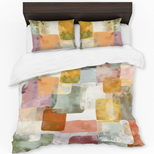 Taupe Mosaic Echoes Duvet Cover Set by Wikus Schalkwyk