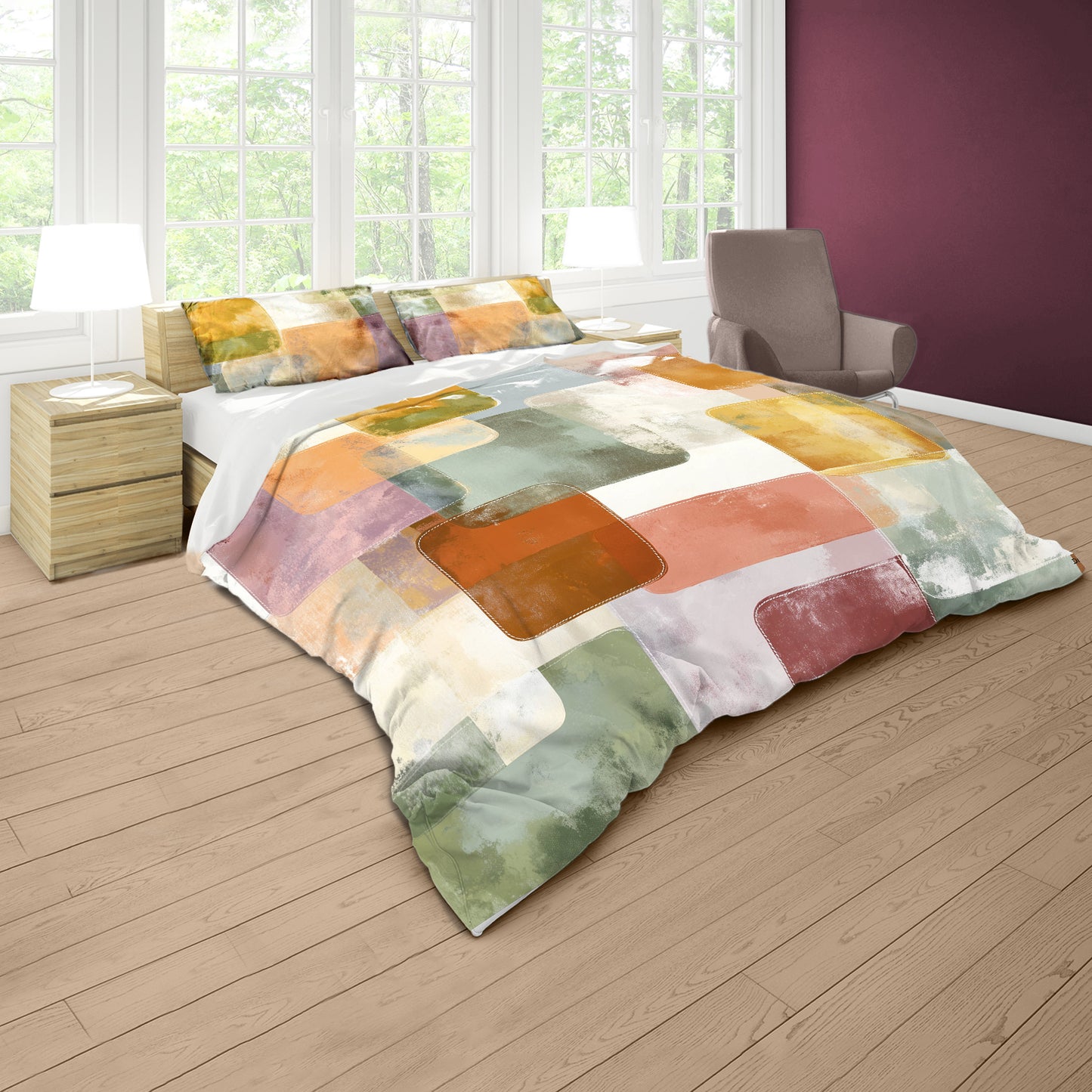 Taupe Mosaic Echoes Duvet Cover Set by Wikus Schalkwyk