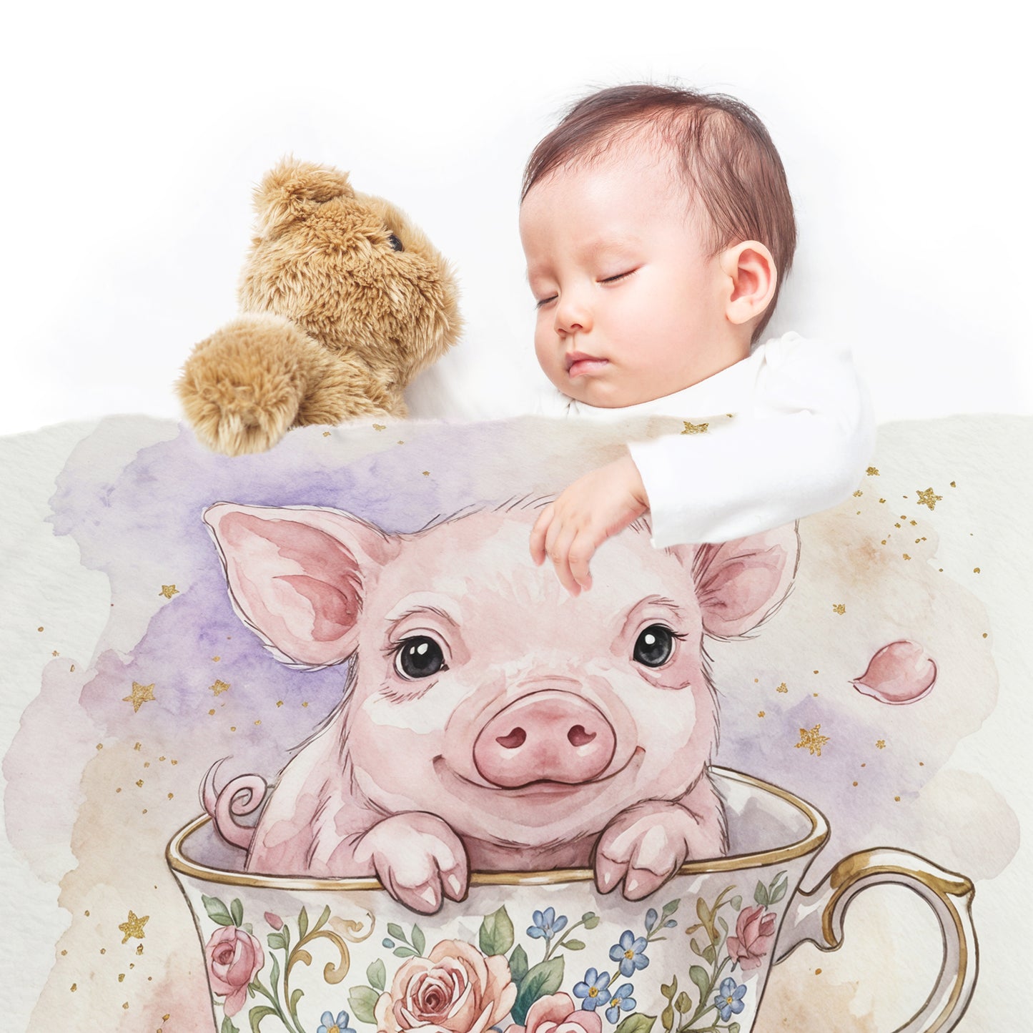 Teacup Piglet Baby Fleece Blanket