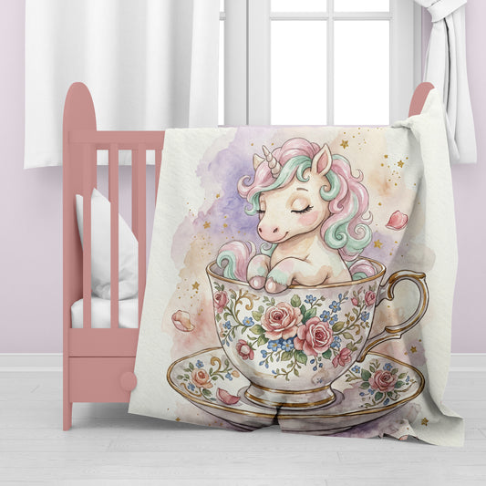 Teacup Unicorn Baby Fleece Blanket