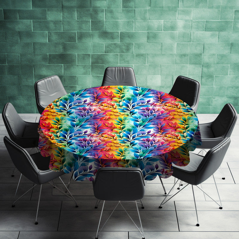 Teal Accent Round Tablecloth