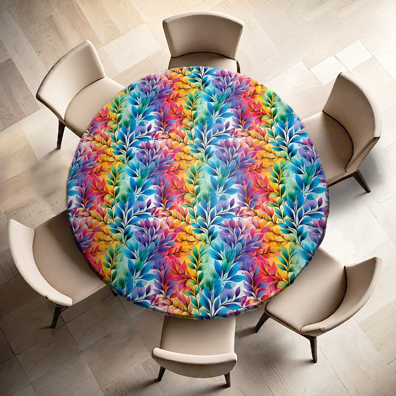 Teal Accent Round Tablecloth