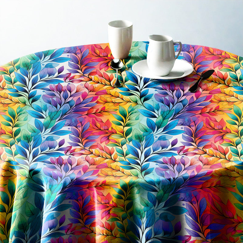 Teal Accent Round Tablecloth