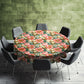 Teal And Peach Peonies Round Tablecloth