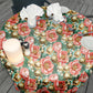 Teal And Peach Peonies Round Tablecloth