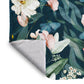Teal Flower Vines Light Weight Fleece Blanket by Mark van Vuuren