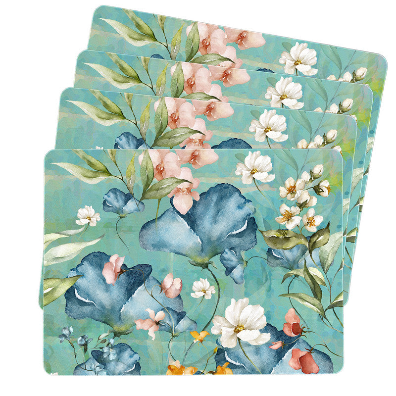 Teal Pastel Flowers Placemats by Mark van Vuuren