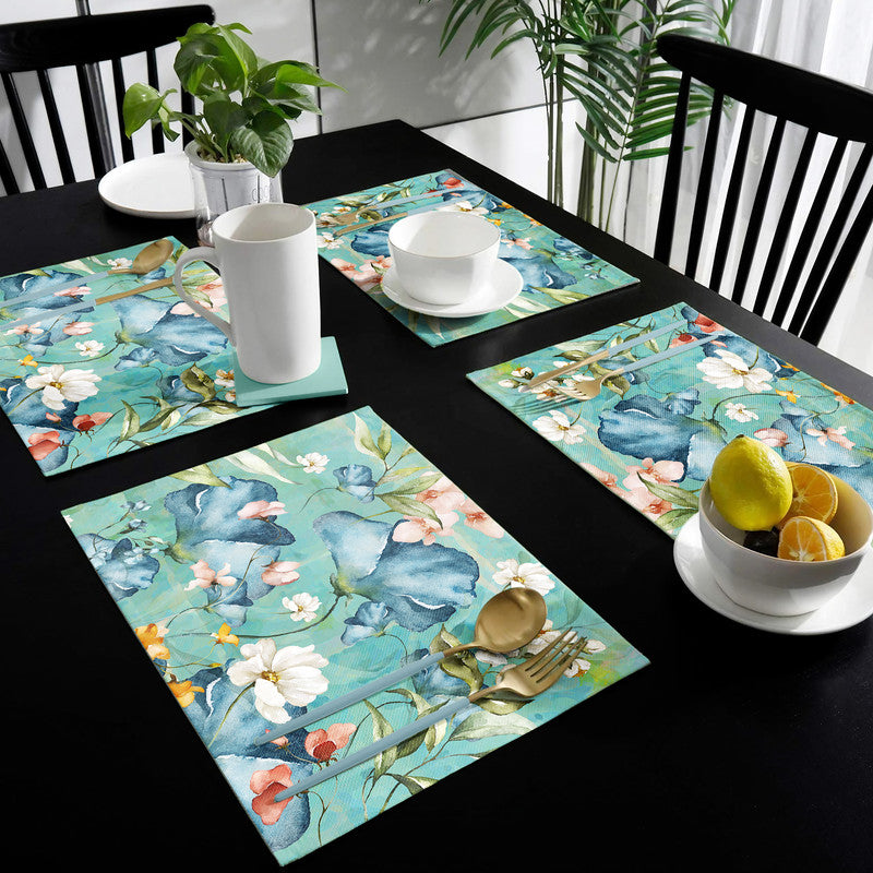 Teal Pastel Flowers Placemats by Mark van Vuuren
