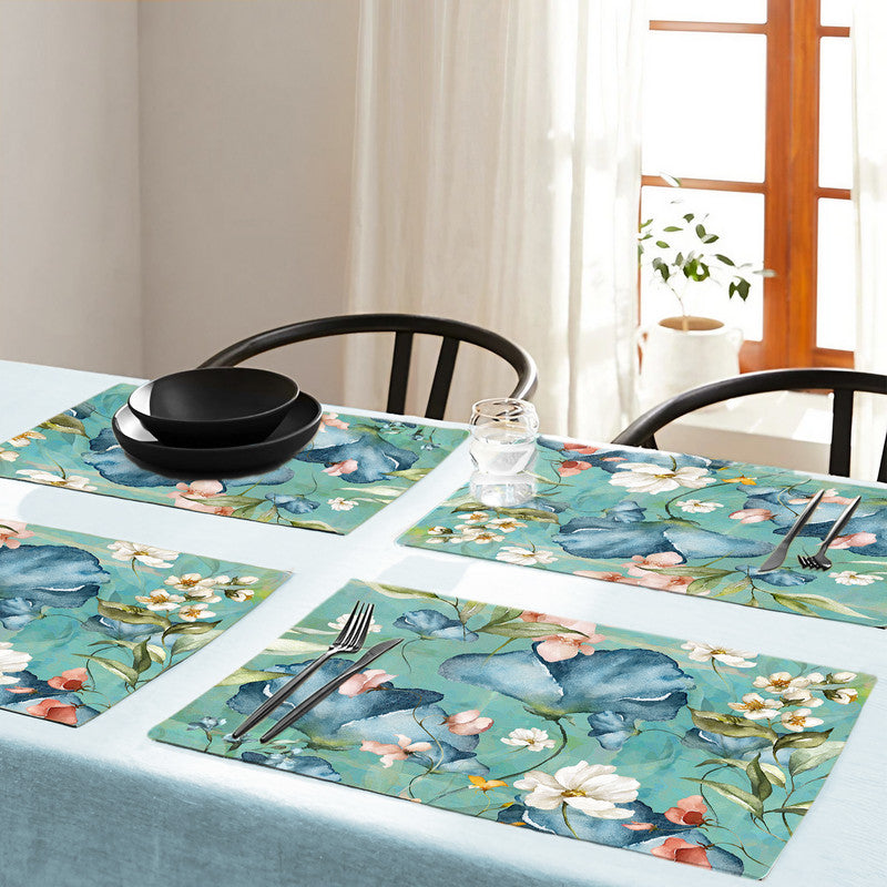 Teal Pastel Flowers Placemats by Mark van Vuuren