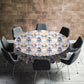 Teal Pink And Soft Grey Round Tablecloth
