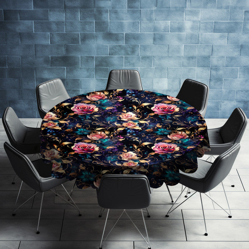 Teal Whispers Round Tablecloth