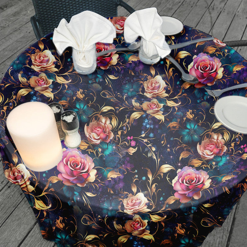 Teal Whispers Round Tablecloth