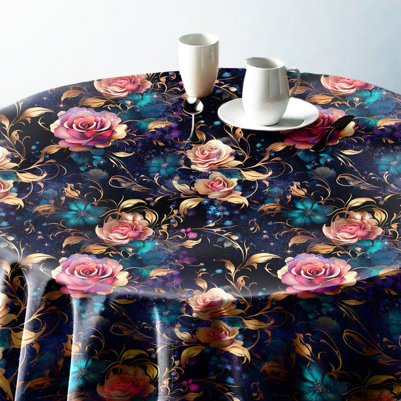 Teal Whispers Round Tablecloth