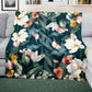 Teal Flower Vines Light Weight Fleece Blanket by Mark van Vuuren