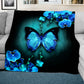 Teal Forest Butterfly Light Weight Fleece Blanket