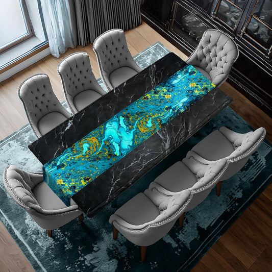 Teal Swirls Table Runner