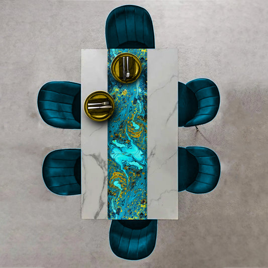 Teal Swirls Table Runner