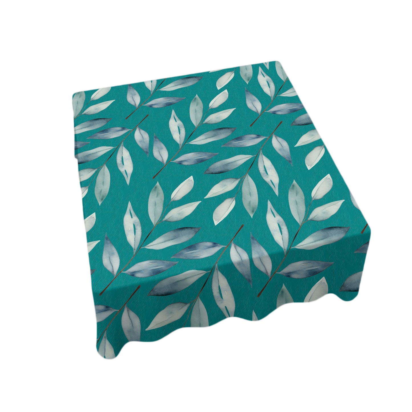 Teal Waterpainted Dryed Leaves By Mark Van Vuuren Square Tablecloth