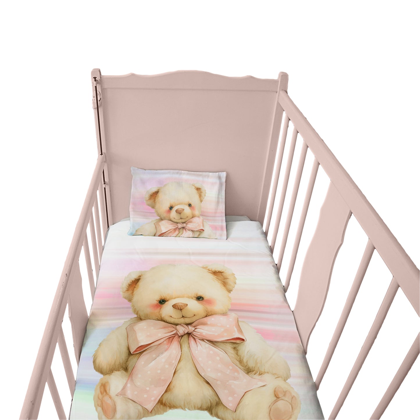 Teddy with Bow Cot Set