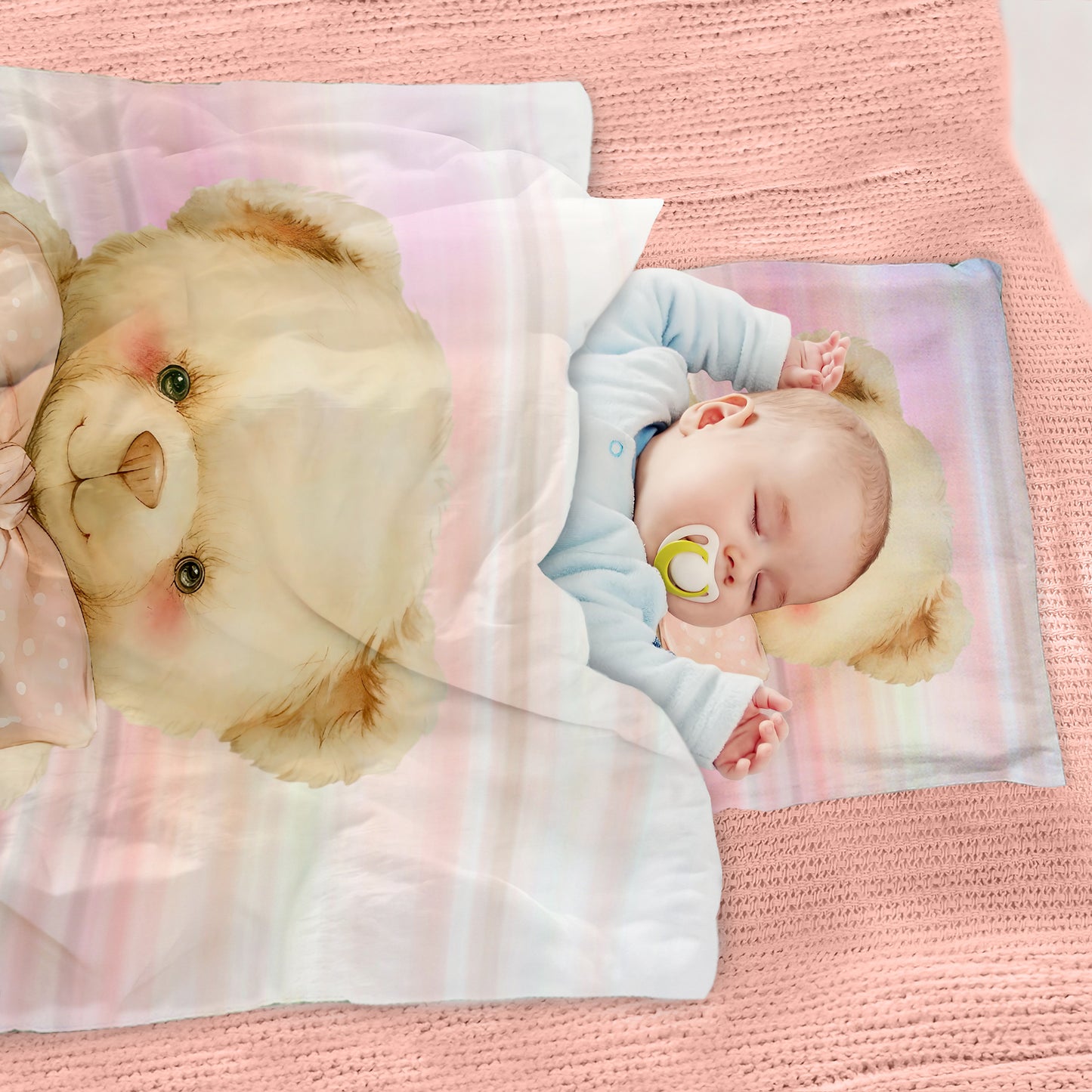 Teddy with Bow Cot Set